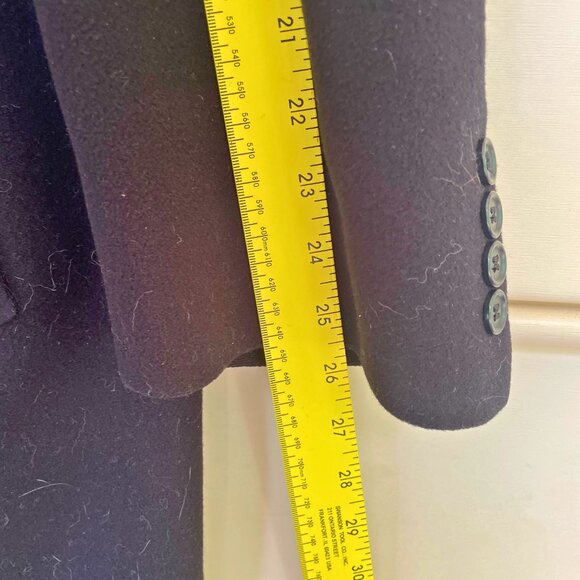 Neiman Marcus Black 100% Wool Trench Peacoat Overcoat Size 44L - Picture 10 of 11